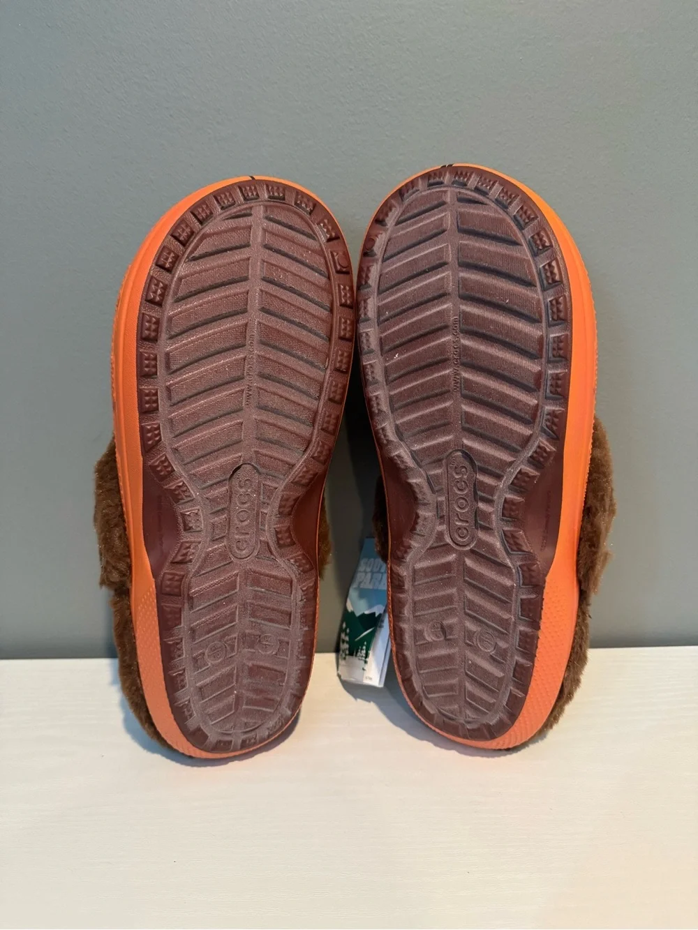 CROCS Orange Fur-Lined Clog Mules with Character Charms